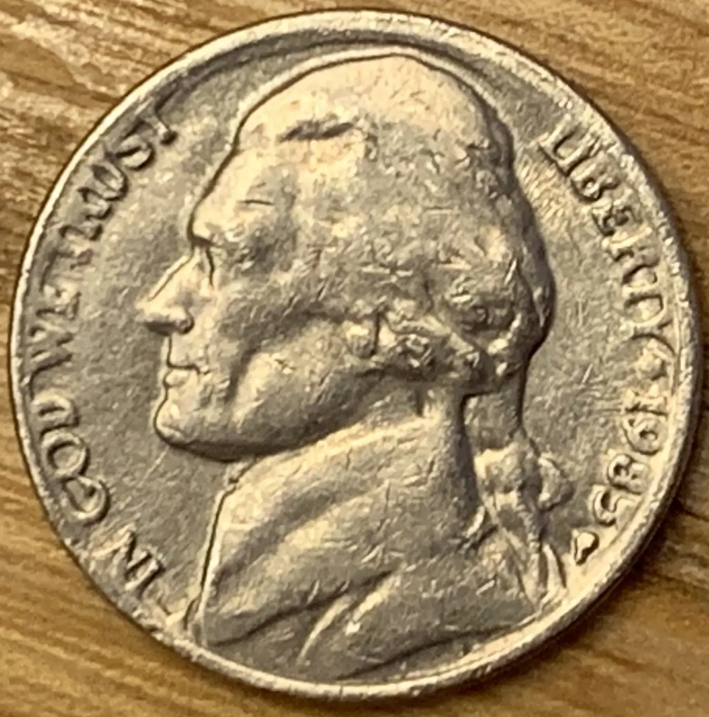 1985---P-Jefferson-Nickel-With-Severe-Die-Deterioration